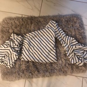 Black and white off stripes crop top